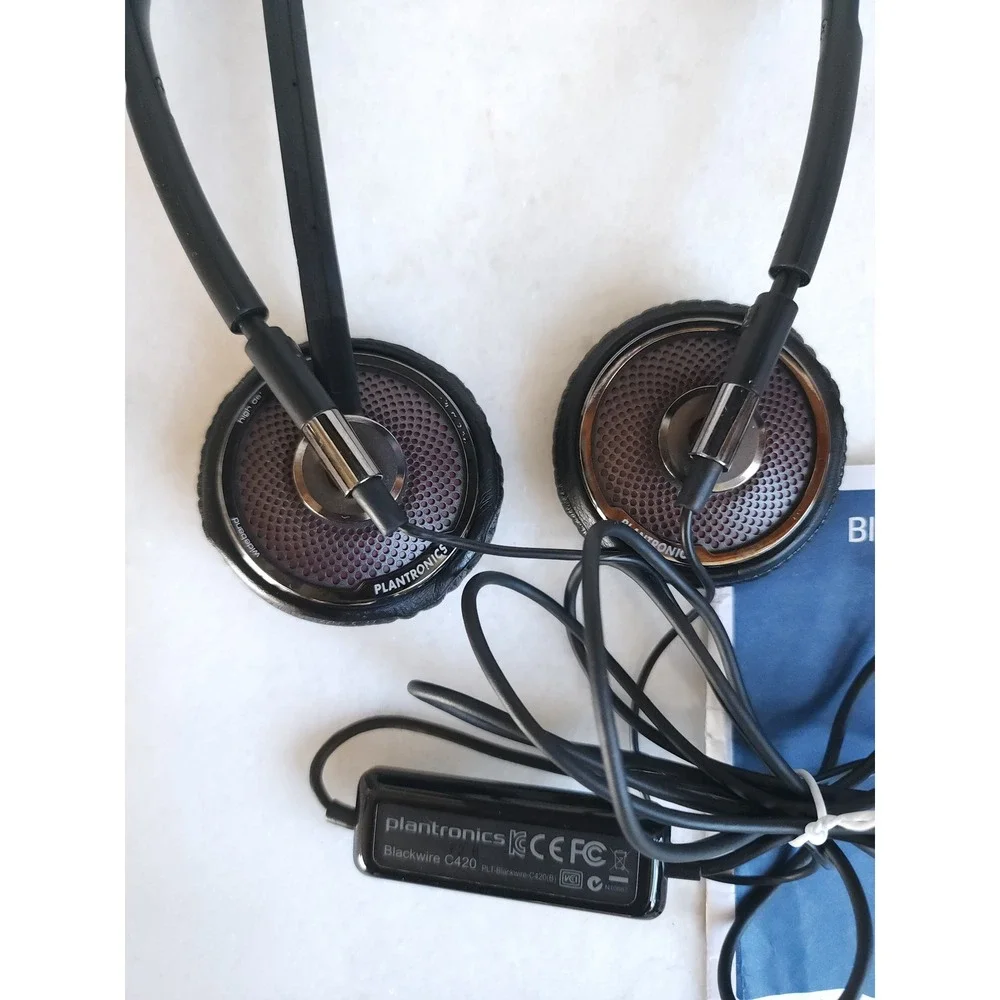 Plantronics Blackwire C420 Headband Headset Black USB-A Corded + Carry Case
